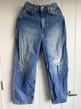 Acne Studios Blå Konst Melk Destroyed High Rise Jeans Size 26 / 30